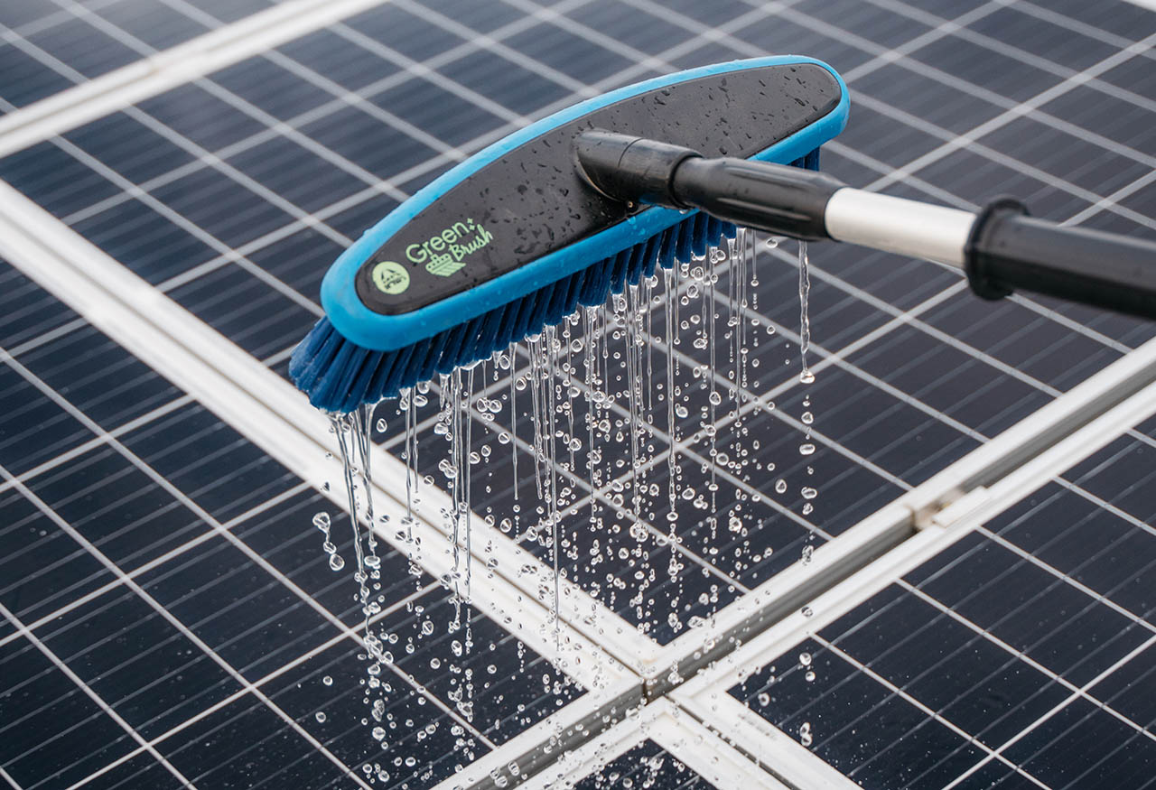  - clean solar panels green brush